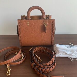 Coach Rogue 20 in Braided Burnished Amber Pebbled Glovetanned Leather